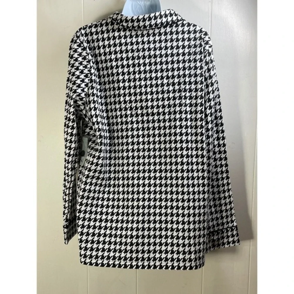 Kim Rogers Womens XL Intimates Houndstooth‎ Pajama Top Black White